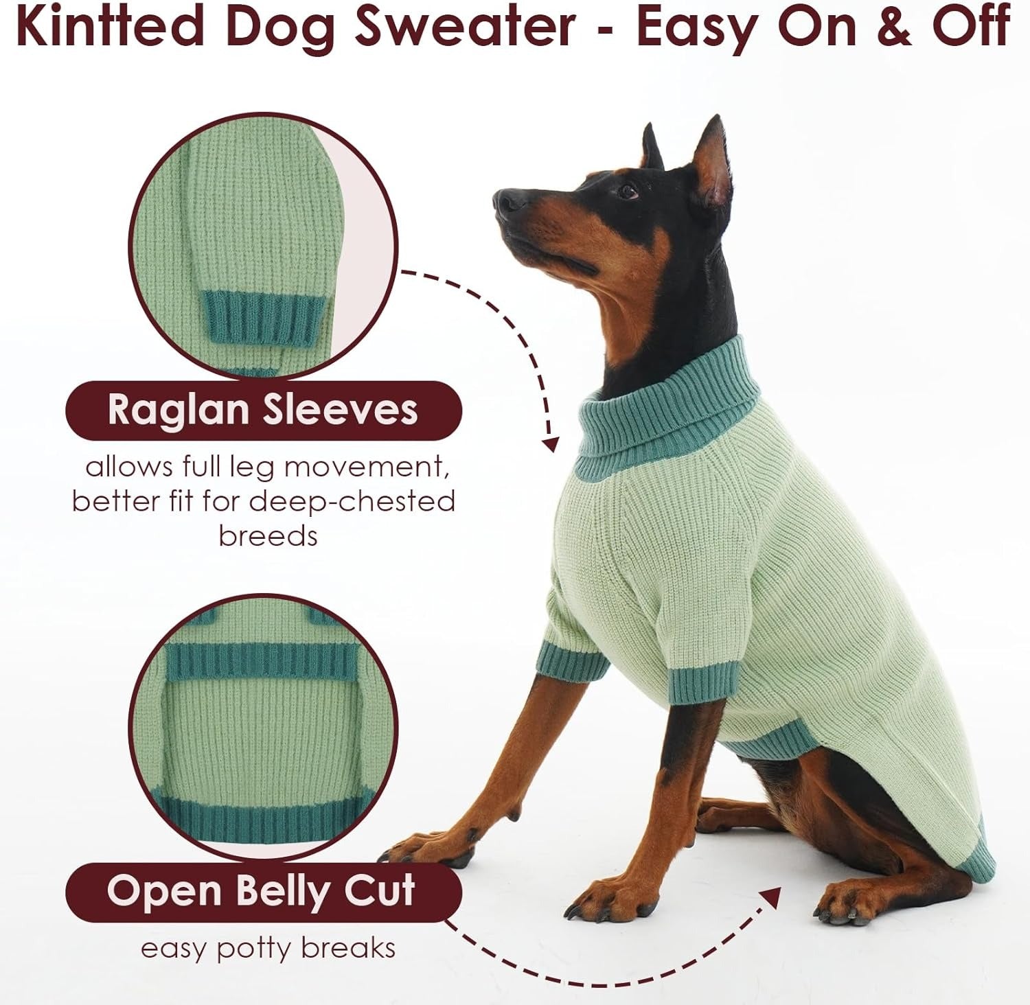 Soft Cable Knit Large Dog Sweater with Leash Hole – Warm Pullover