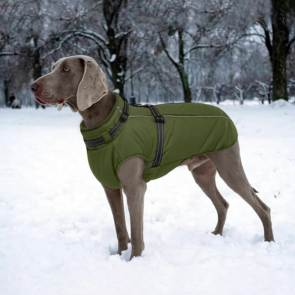 Waterproof Dog Jacket with Harness Built In – Reflective Fleece Zip Coat