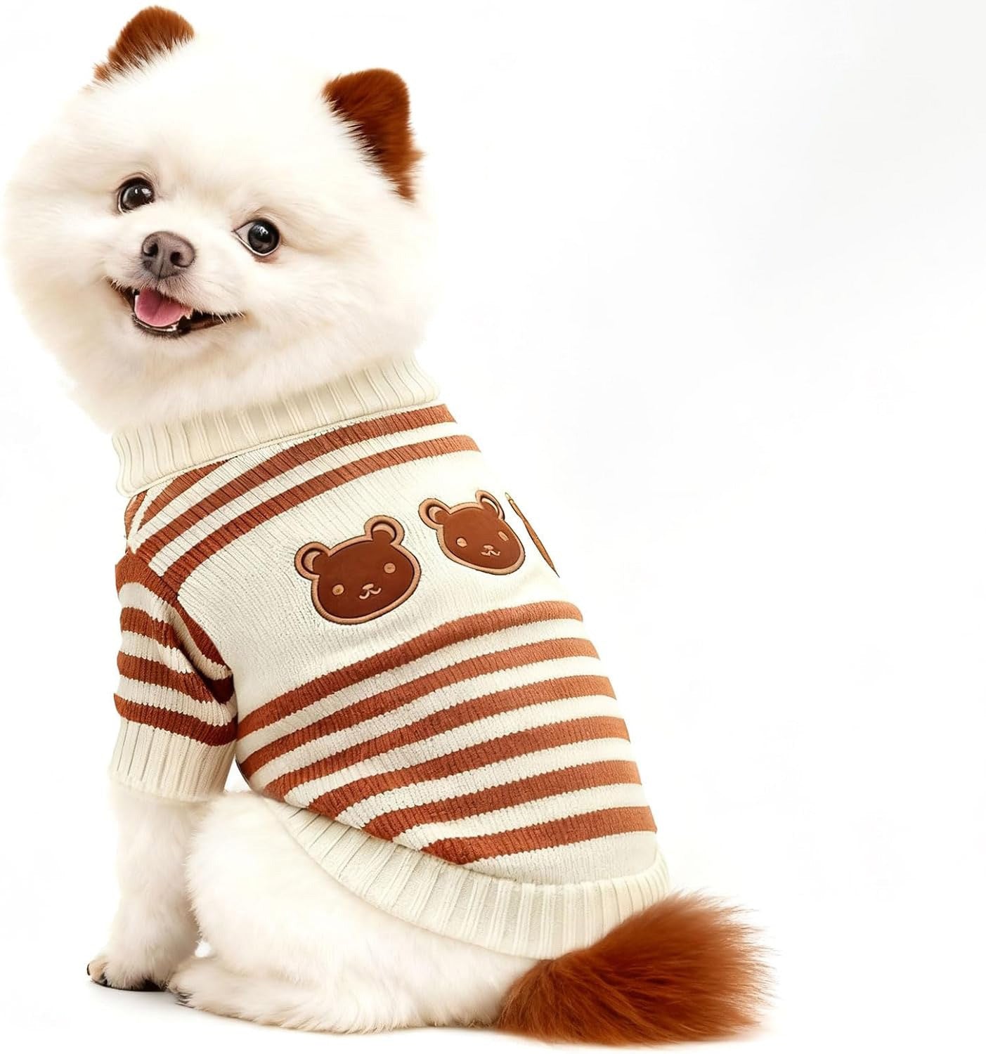 Cute Bear Pattern – Striped Soft Stretchable Warm Puppy Clothes