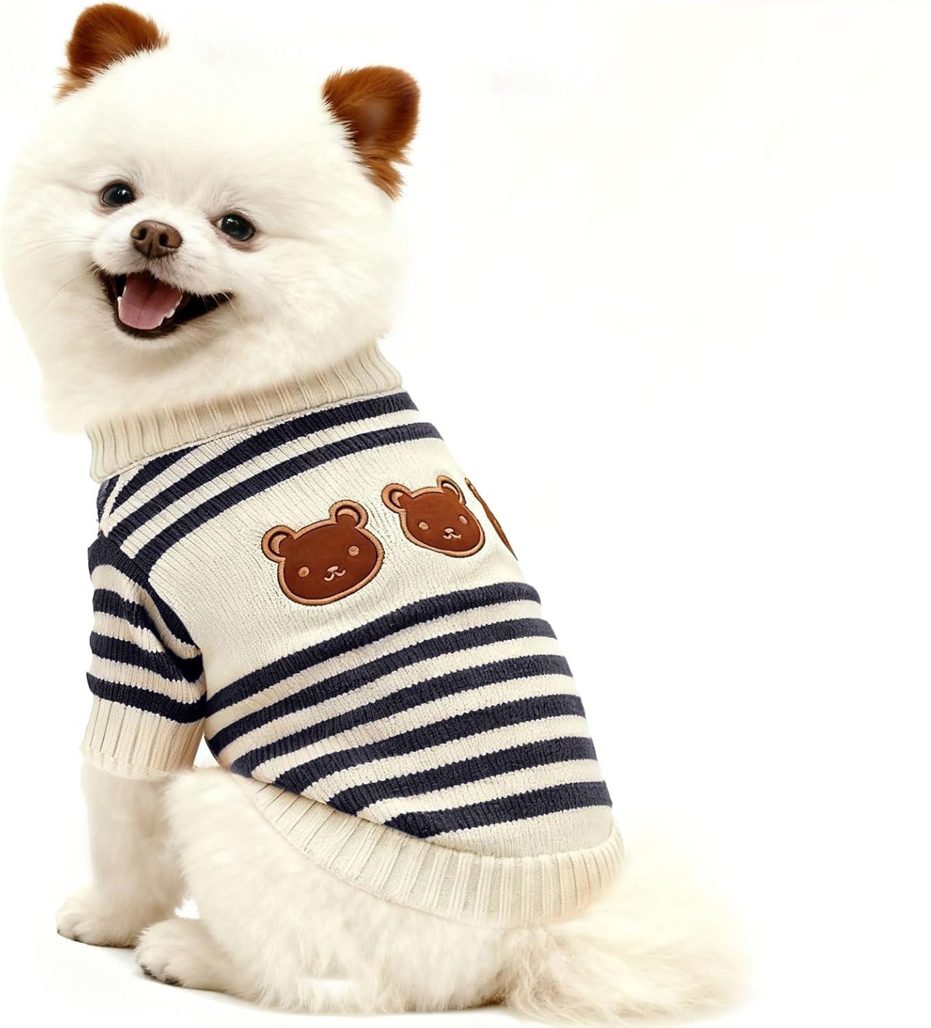 Cute Bear Pattern – Striped Soft Stretchable Warm Puppy Clothes