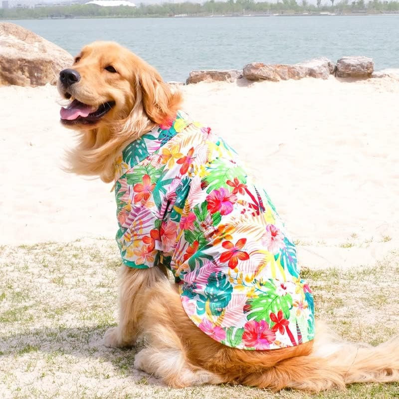 Large Dog Hawaiian Costume – Summer Luau Style Beach Vacation Cool T-Shirt