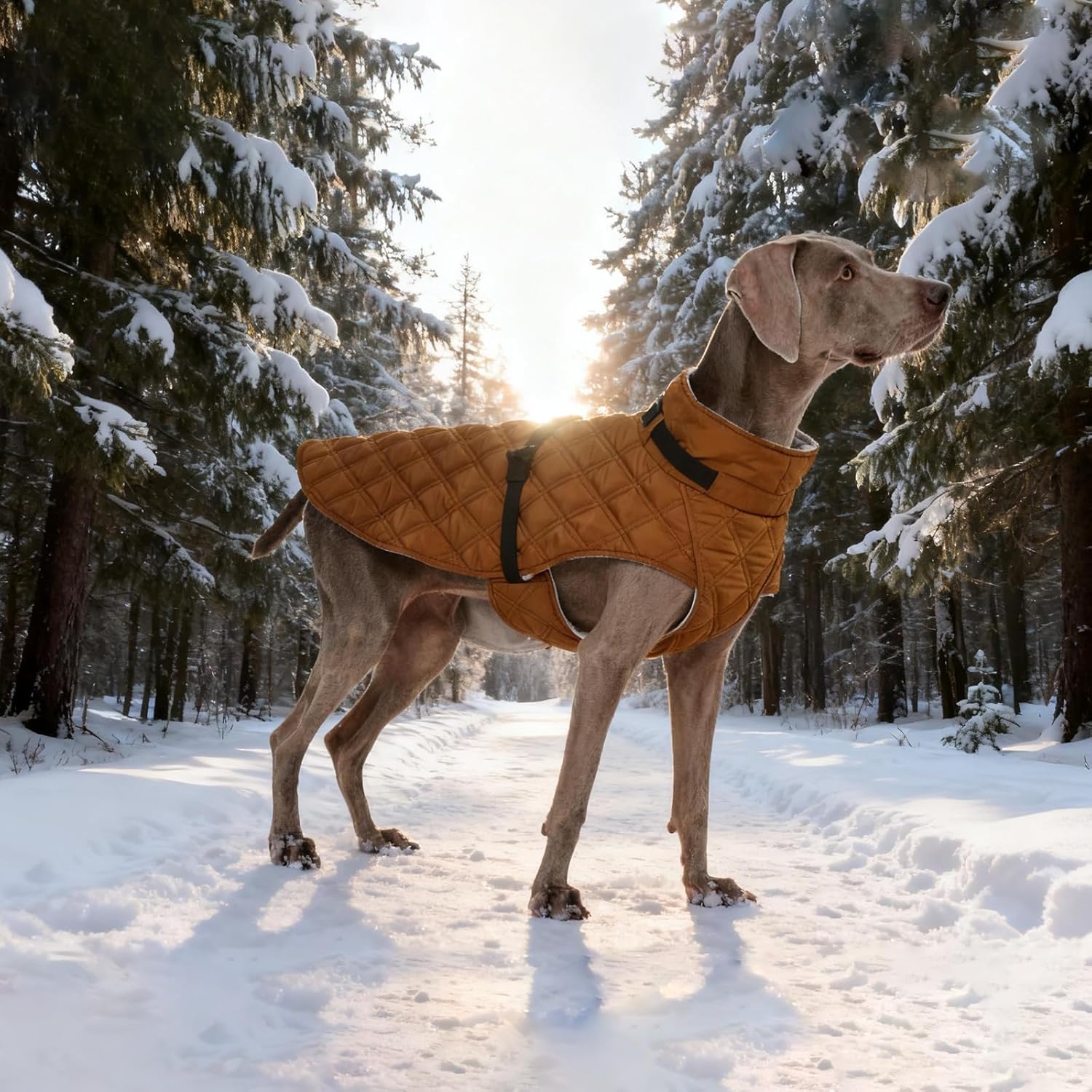 Warm Fleece Lining Turtleneck Dog Jacket – Adjustable Windproof Cold Weather Coat