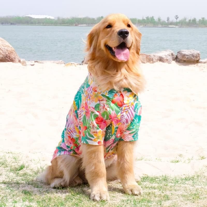 Large Dog Hawaiian Costume – Summer Luau Style Beach Vacation Cool T-Shirt