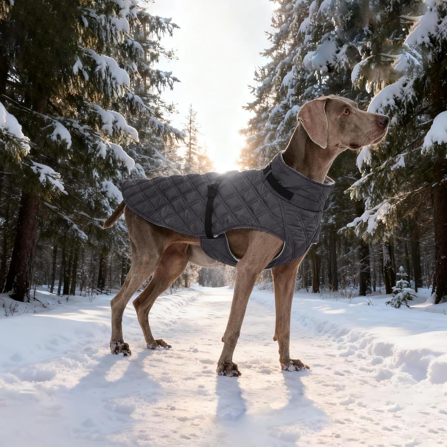 Warm Fleece Lining Turtleneck Dog Jacket – Adjustable Windproof Cold Weather Coat