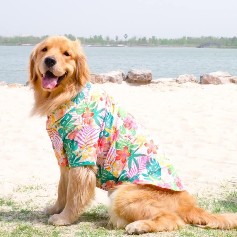 Large Dog Hawaiian Costume – Summer Luau Style Beach Vacation Cool T-Shirt