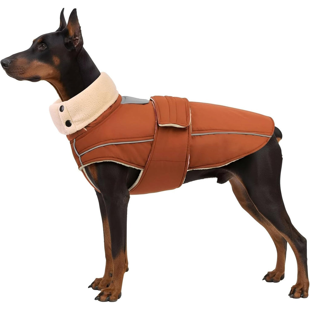 Waterproof Dog Jacket – Reflective Fleece Vest with Turtleneck & Button Closure