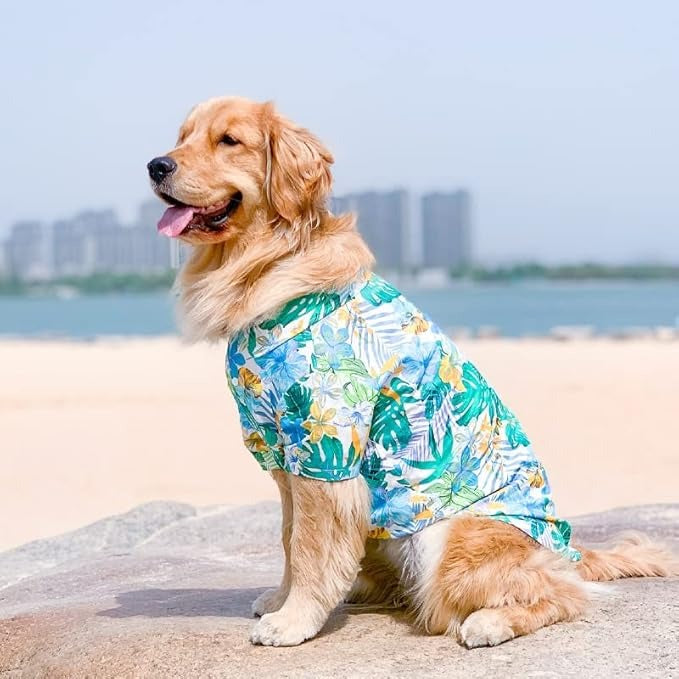 Large Dog Hawaiian Costume – Summer Luau Style Beach Vacation Cool T-Shirt