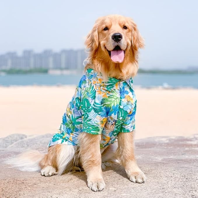 Large Dog Hawaiian Costume – Summer Luau Style Beach Vacation Cool T-Shirt