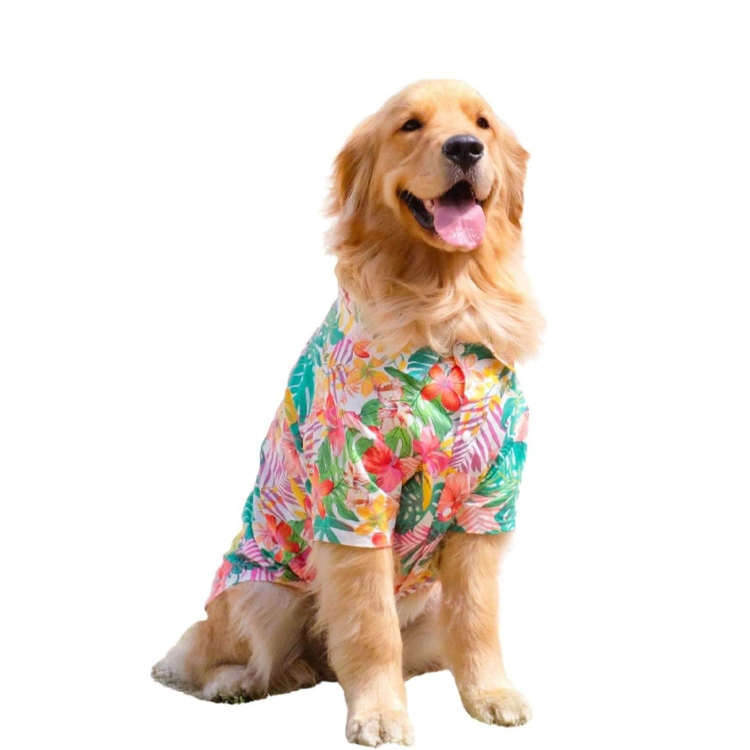 Large Dog Hawaiian Costume – Summer Luau Style Beach Vacation Cool T-Shirt