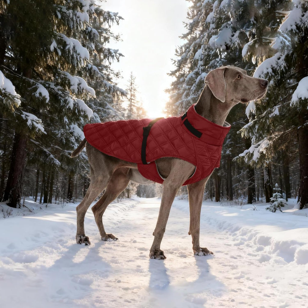 Warm Fleece Lining Turtleneck Dog Jacket – Adjustable Windproof Cold Weather Coat