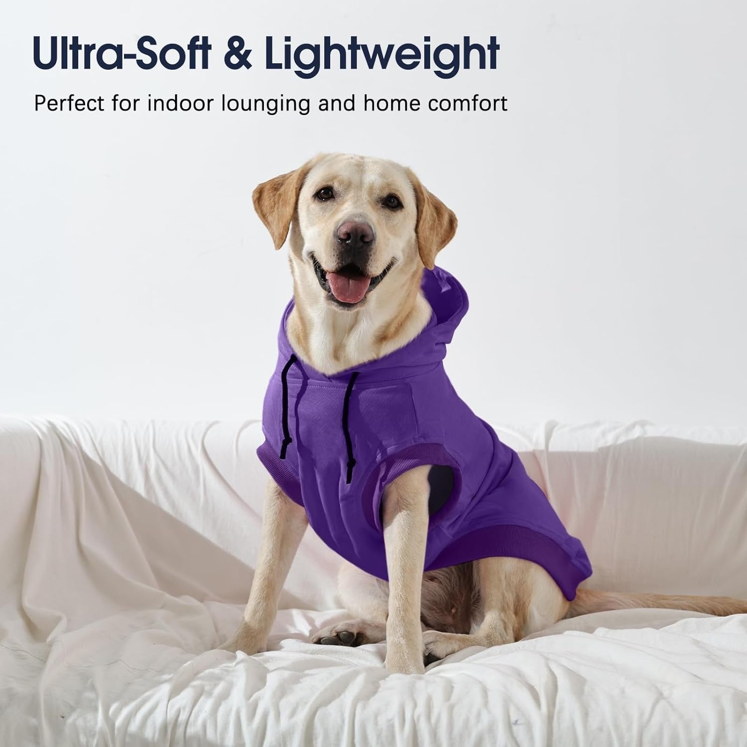 Basic Dog Hoodie for Large Dogs – Lightweight Fall Pullover Sweatshirt with Hood