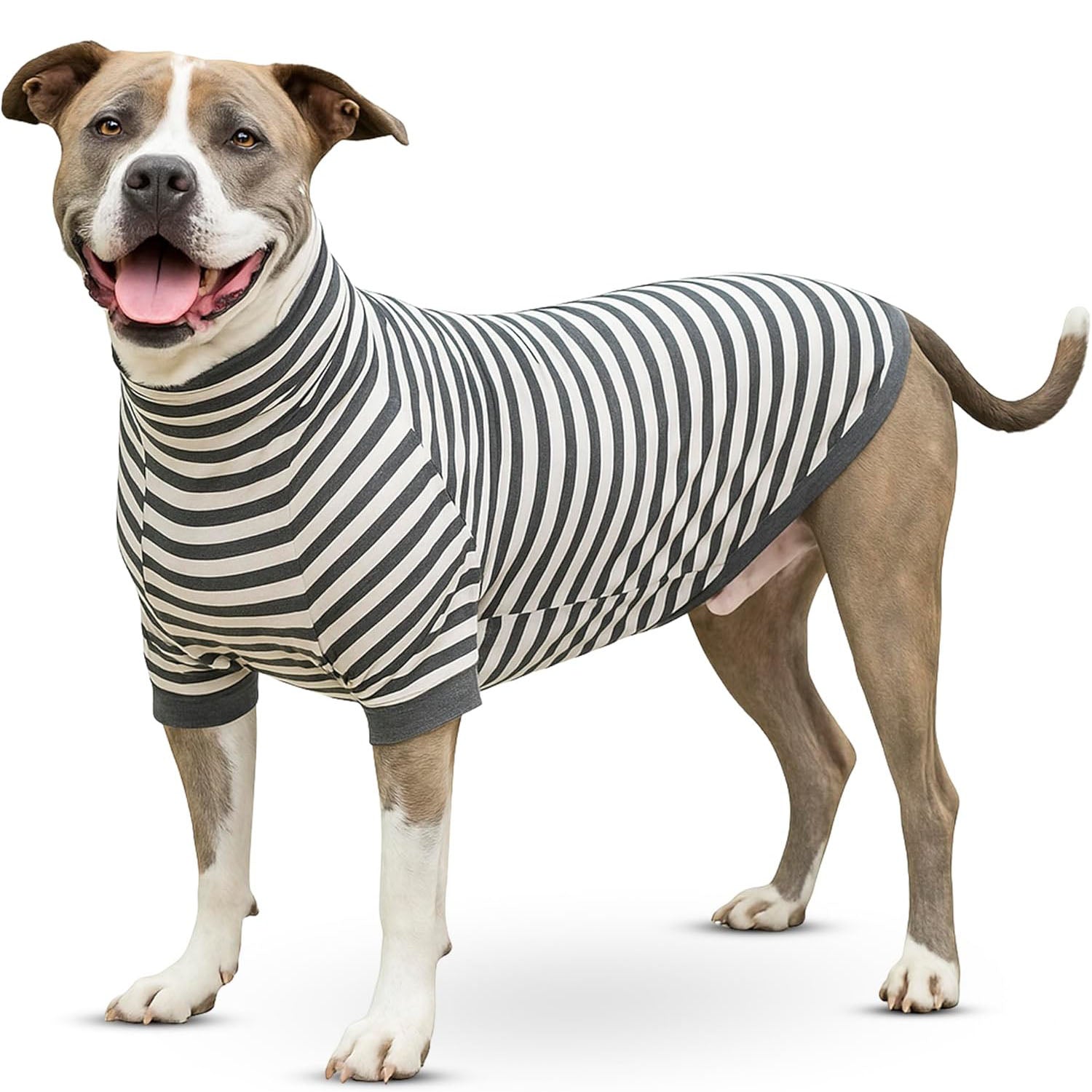 Soft Cotton Spandex Dog Shirt – Mid-Length Sleeves with Full Belly Coverage