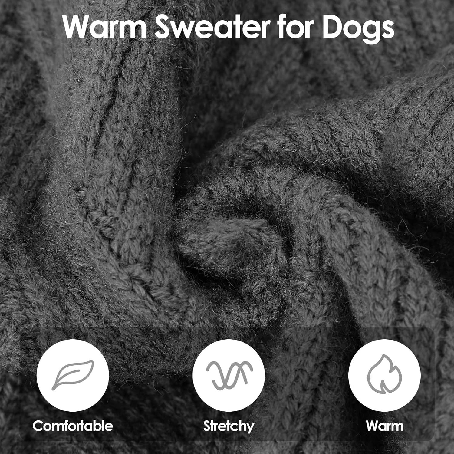 Turtleneck Dog Sweater with Sleeves – Soft Elastic Knit Pullover