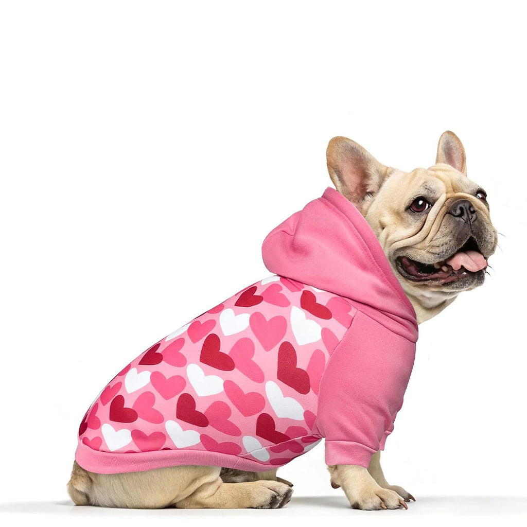 Cute Heart Pattern Dog Hoodie – Soft Warm Winter Autumn Fleece Sweatshirt