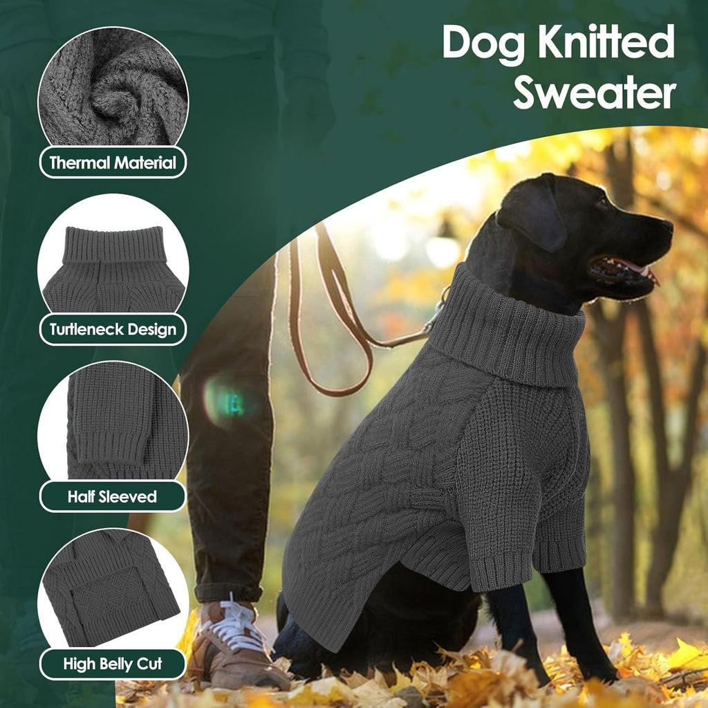 Turtleneck Dog Sweater with Sleeves – Soft Elastic Knit Pullover