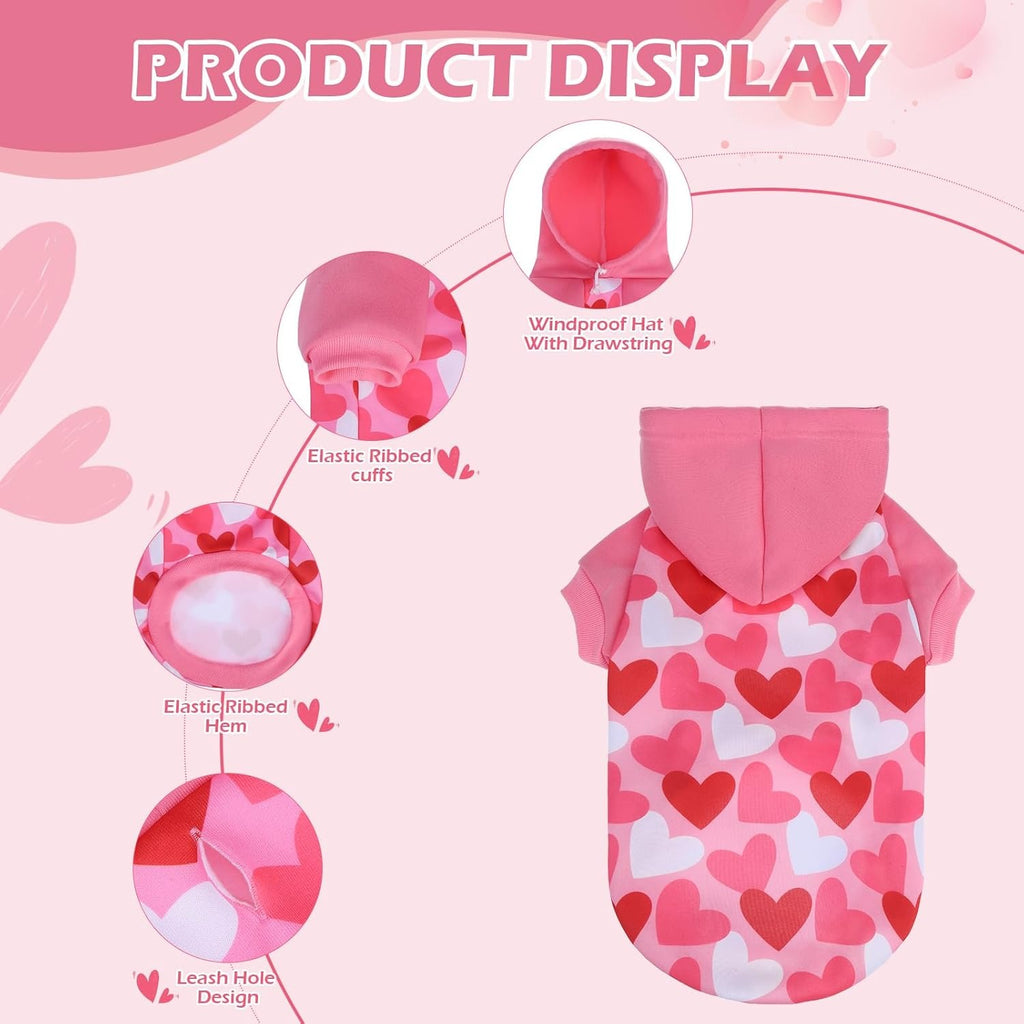 Cute Heart Pattern Dog Hoodie – Soft Warm Winter Autumn Fleece Sweatshirt