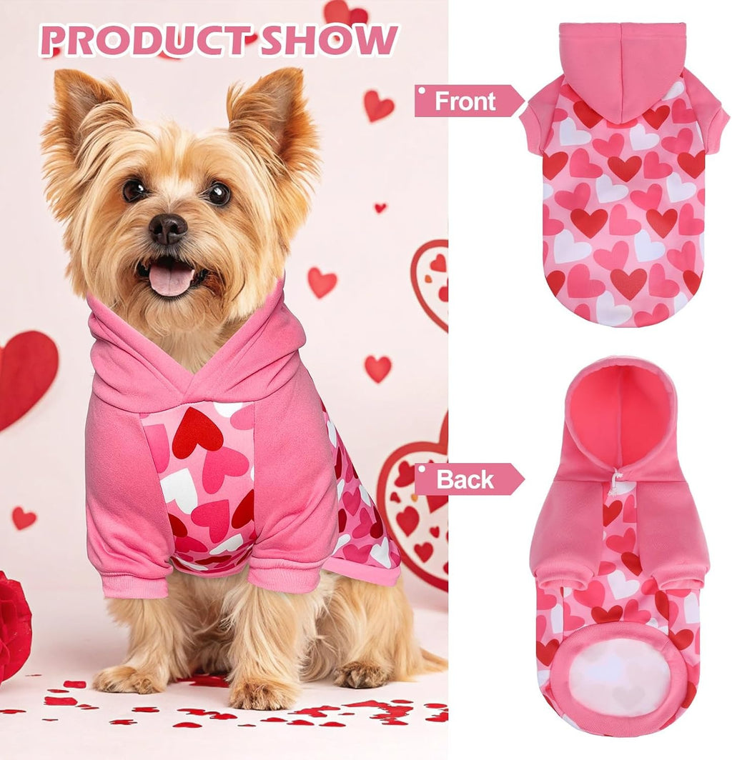 Cute Heart Pattern Dog Hoodie – Soft Warm Winter Autumn Fleece Sweatshirt