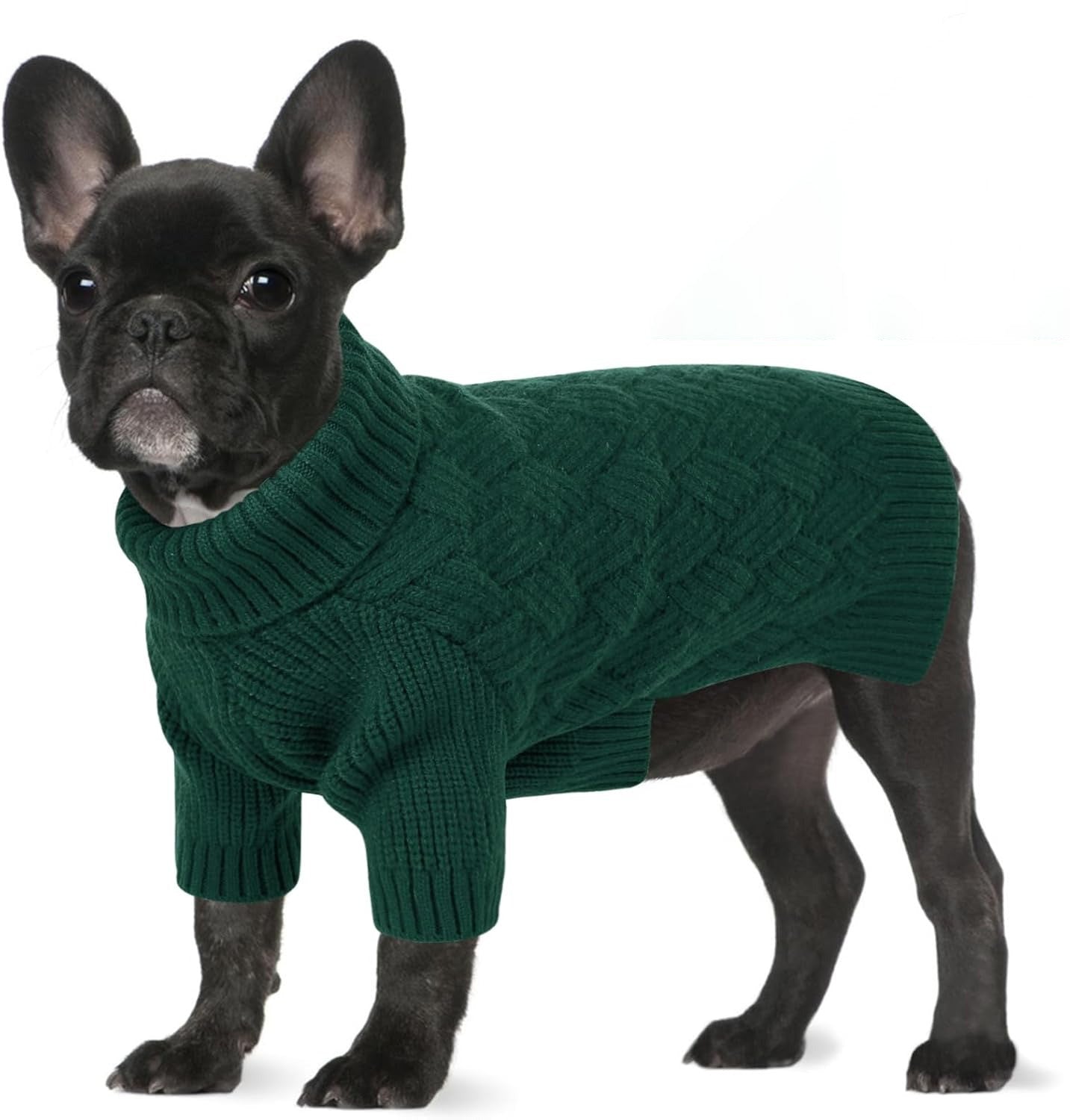Turtleneck Dog Sweater with Sleeves – Soft Elastic Knit Pullover