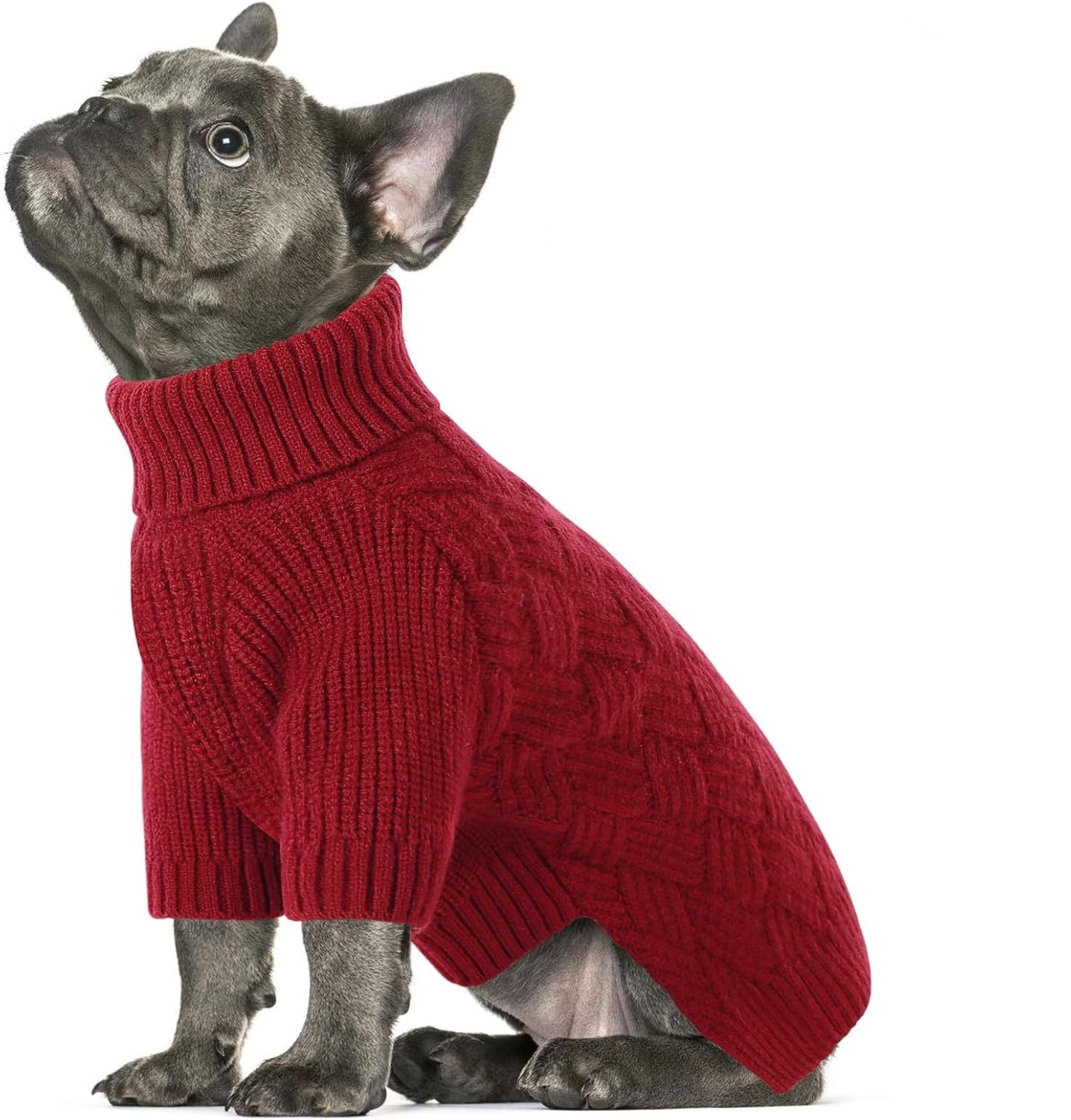 Turtleneck Dog Sweater with Sleeves – Soft Elastic Knit Pullover