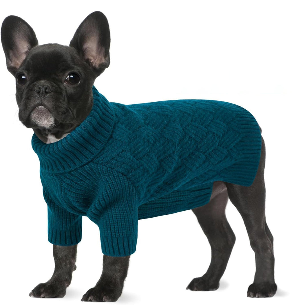 Turtleneck Dog Sweater with Sleeves – Soft Elastic Knit Pullover