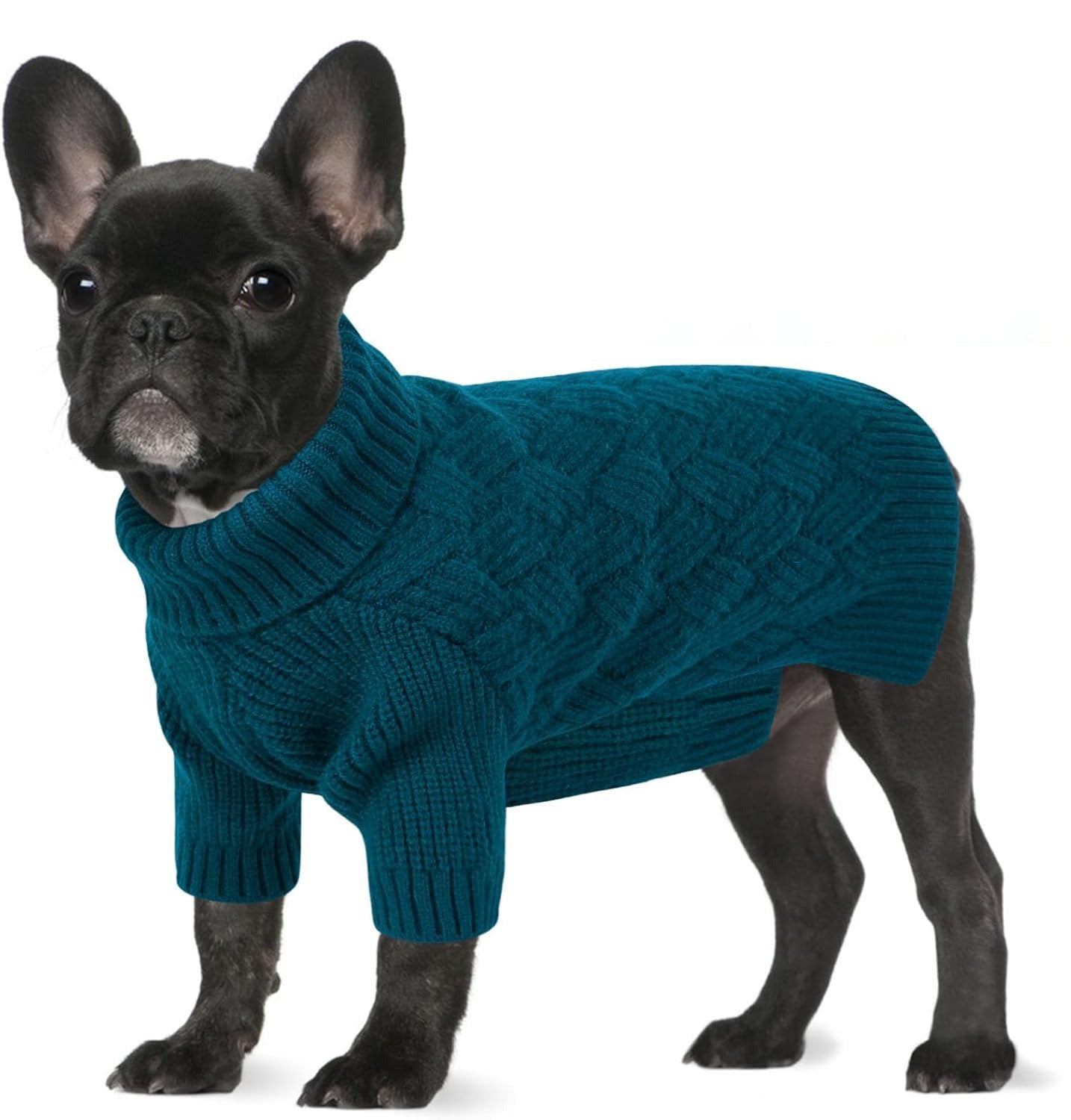 Turtleneck Dog Sweater with Sleeves – Soft Elastic Knit Pullover