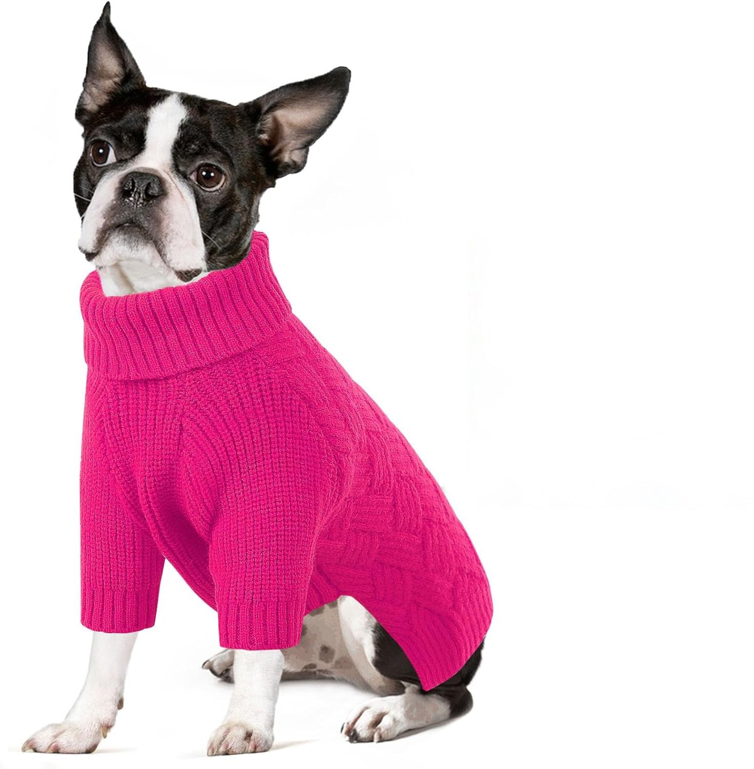 Turtleneck Dog Sweater with Sleeves – Soft Elastic Knit Pullover
