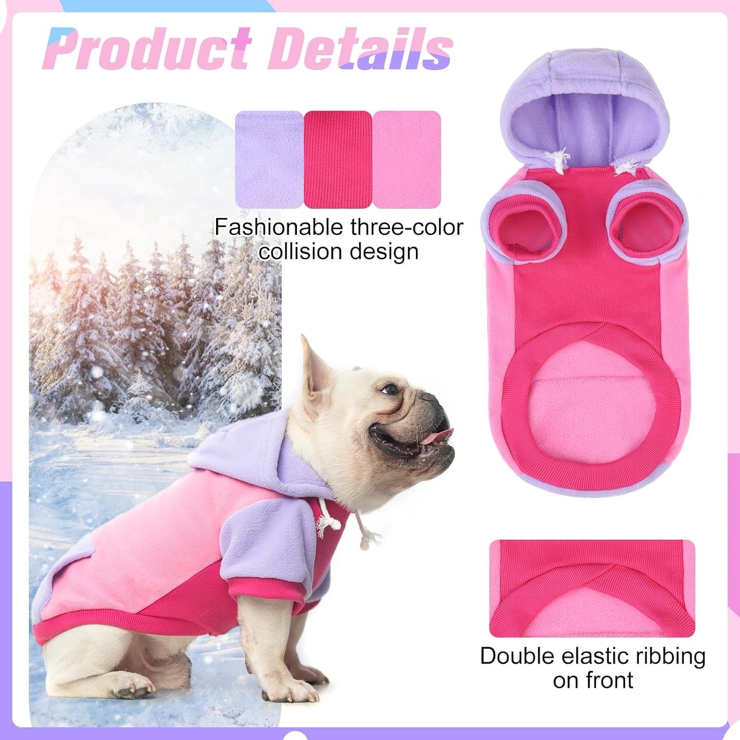 Fleece Dog Hoodie Sweatshirt with Pocket and Leash Hole – Stretchy Clothes
