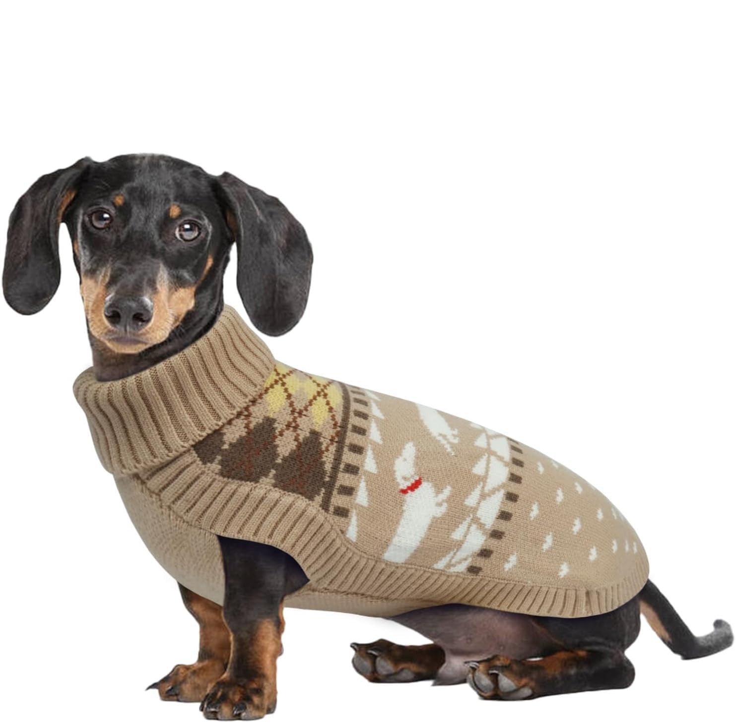 Turtleneck Dachshund Sweater – Sleeveless Knit Pullover