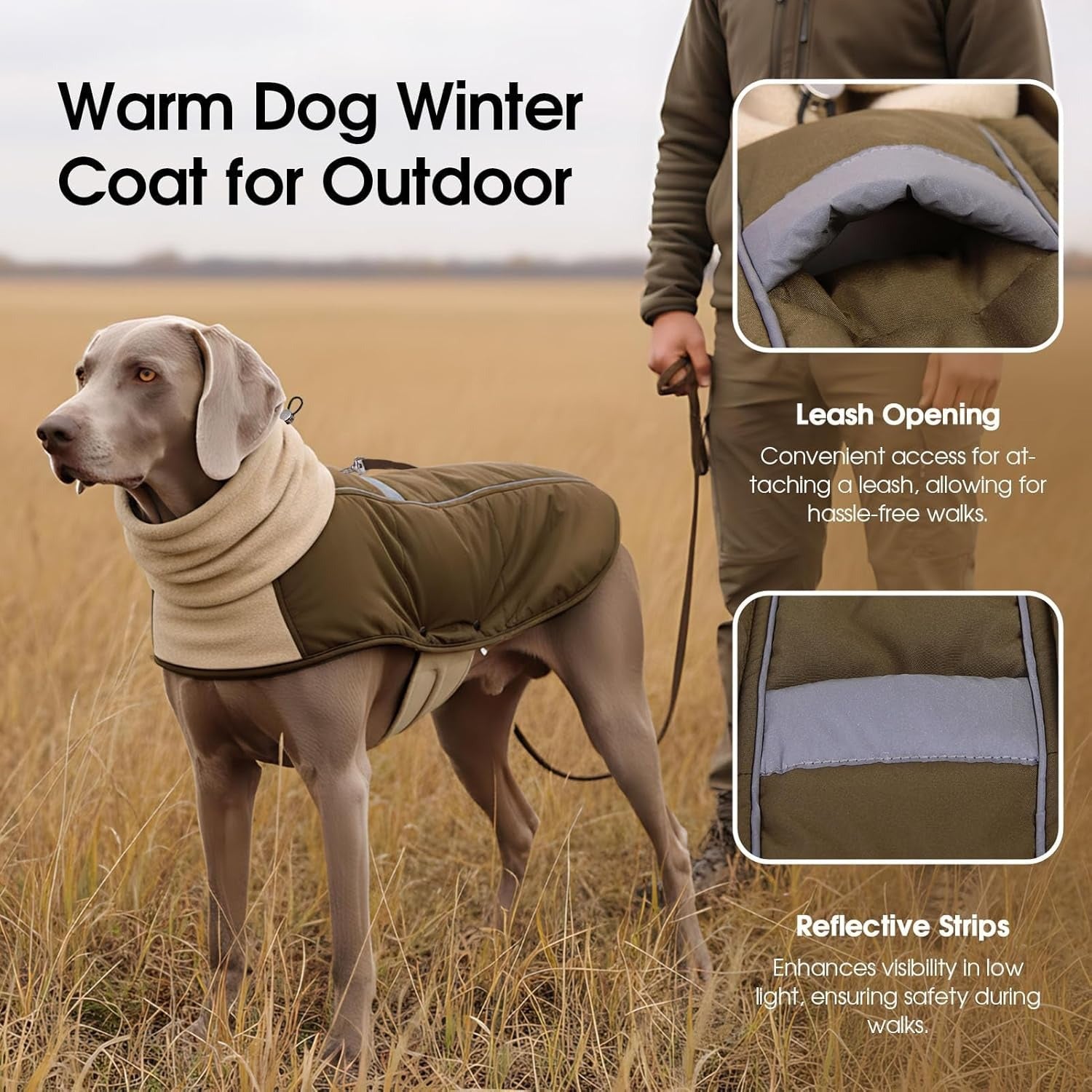Fleece Turtleneck Dog Winter Jacket – Windproof Reflective Pet Snow Coat
