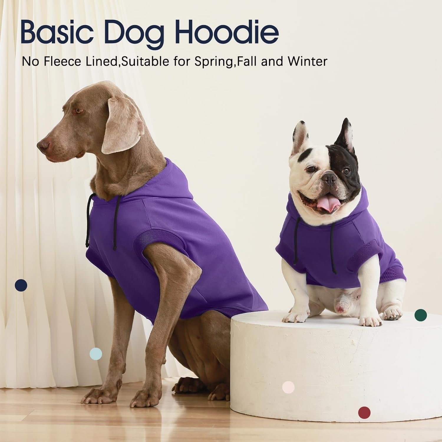 Basic Dog Hoodie for Large Dogs – Lightweight Fall Pullover Sweatshirt with Hood