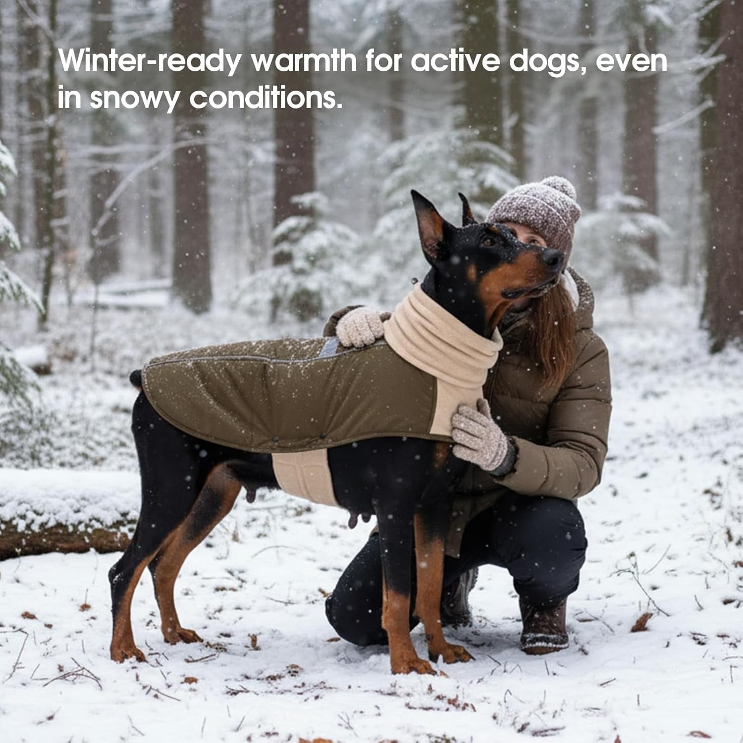 Fleece Turtleneck Dog Winter Jacket – Windproof Reflective Pet Snow Coat
