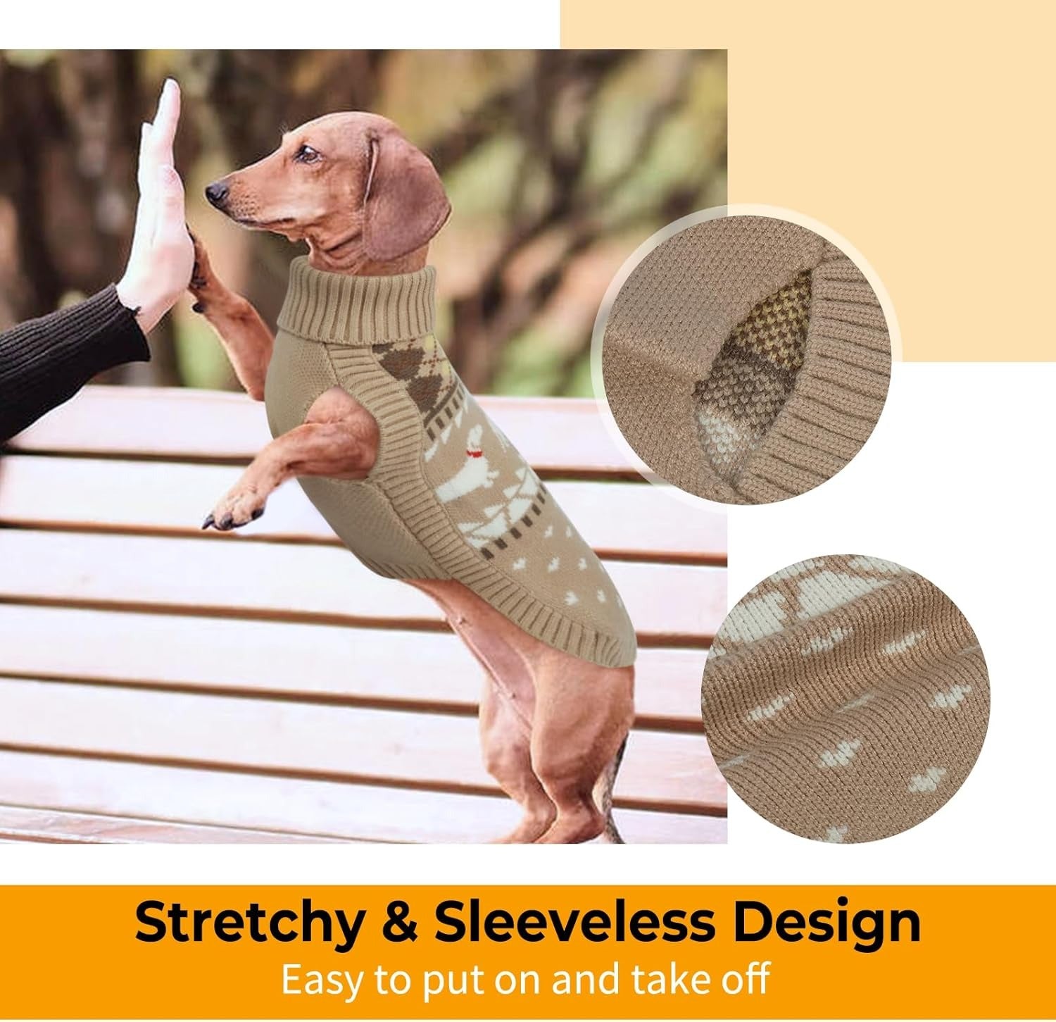 Turtleneck Dachshund Sweater – Sleeveless Knit Pullover