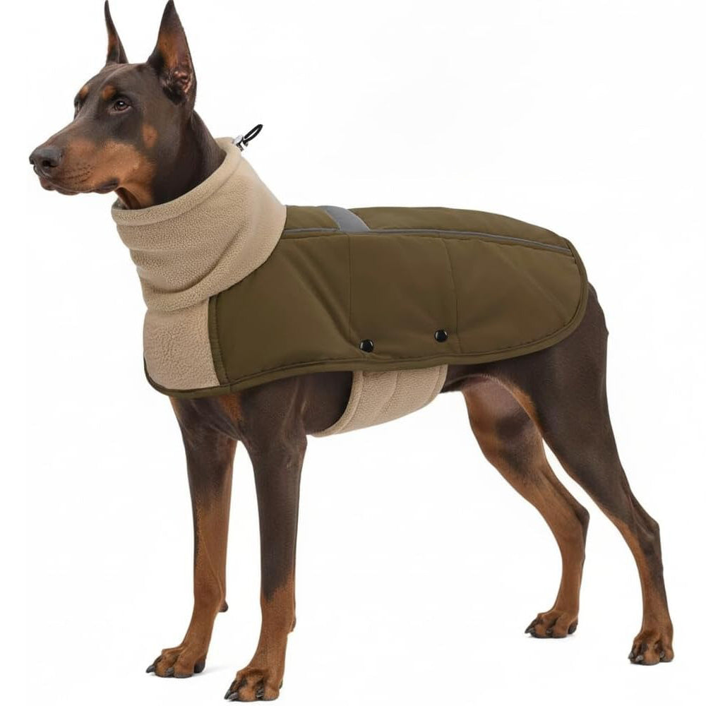 Fleece Turtleneck Dog Winter Jacket – Windproof Reflective Pet Snow Coat
