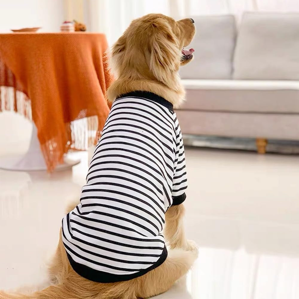 Fleece Sweater for Large Dogs – Striped Shirt with Sleeves
