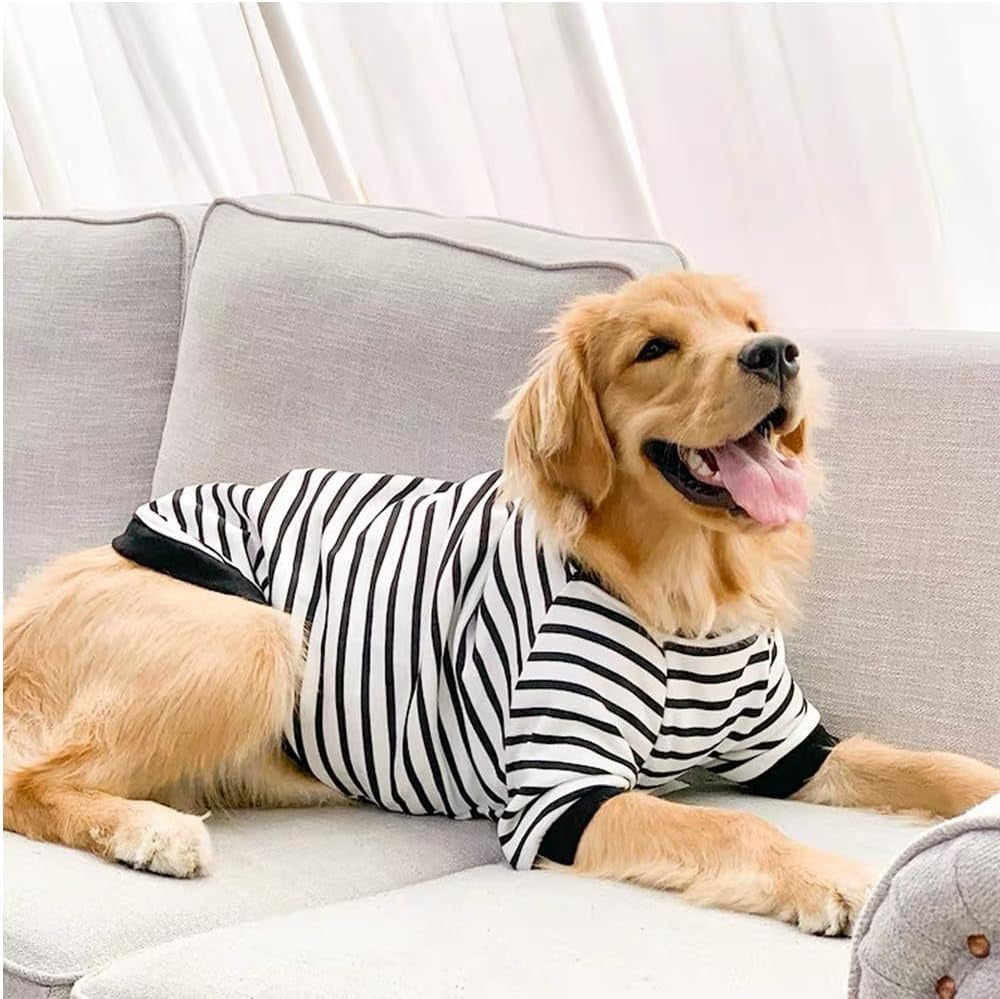 Fleece Sweater for Large Dogs – Striped Shirt with Sleeves