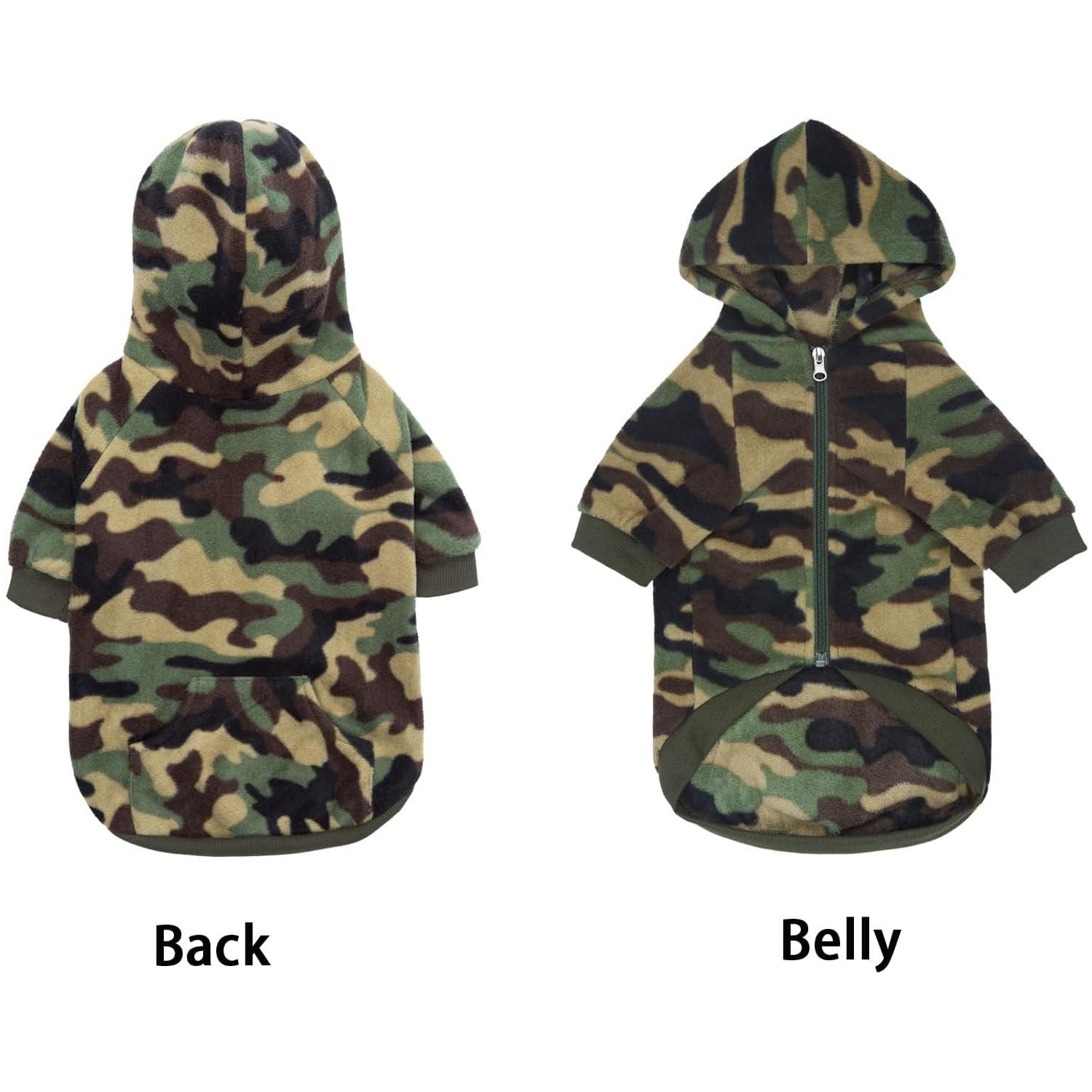 Camo French Bulldog Dog Hoodie with Pocket – Fleece Sweatshirt