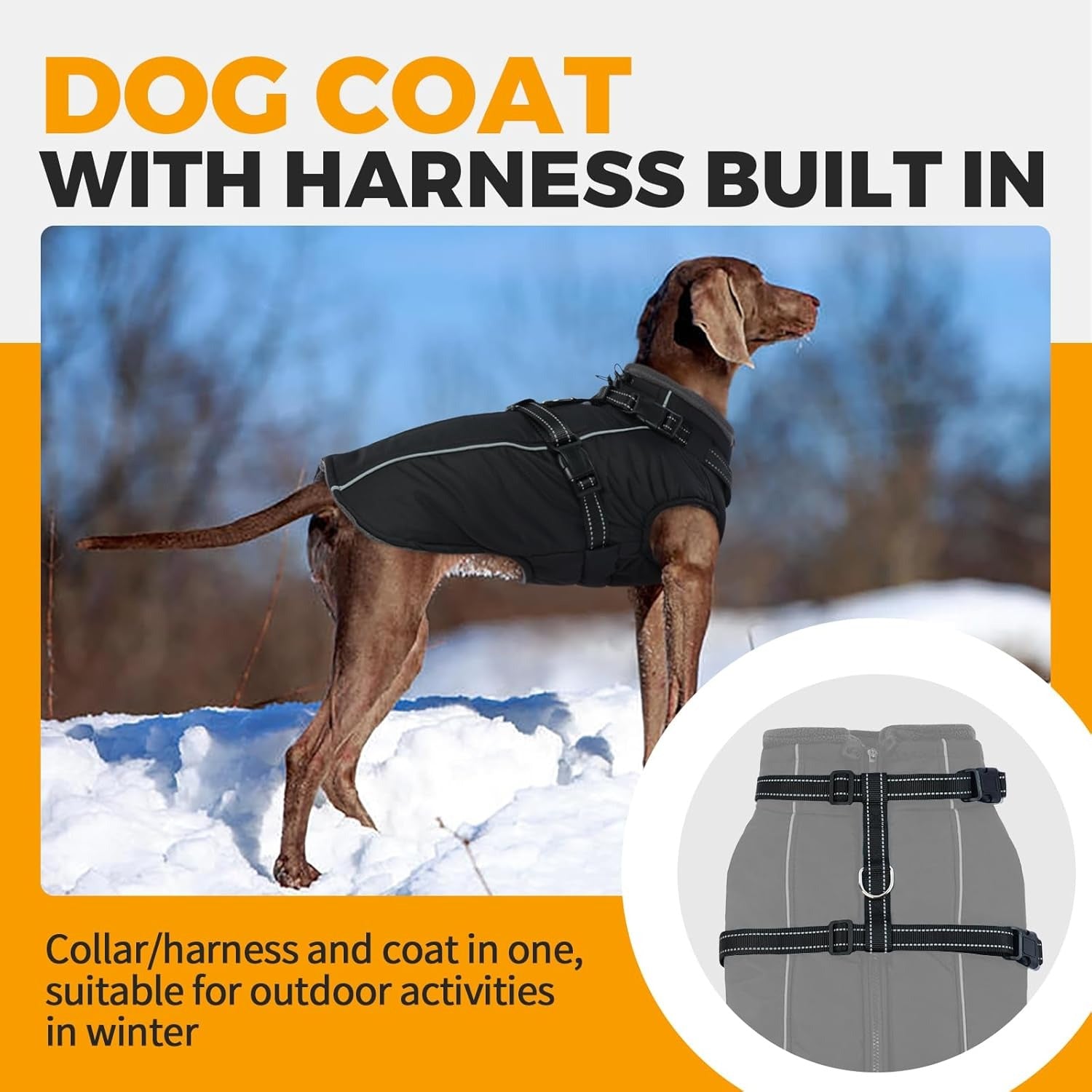 Waterproof Dog Jacket with Harness Built In – Reflective Fleece Zip Coat