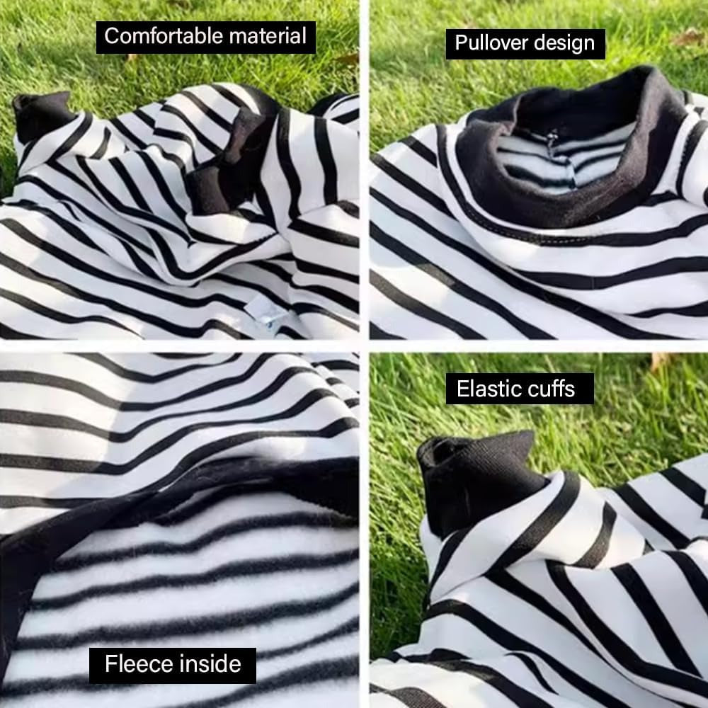 Fleece Sweater for Large Dogs – Striped Shirt with Sleeves