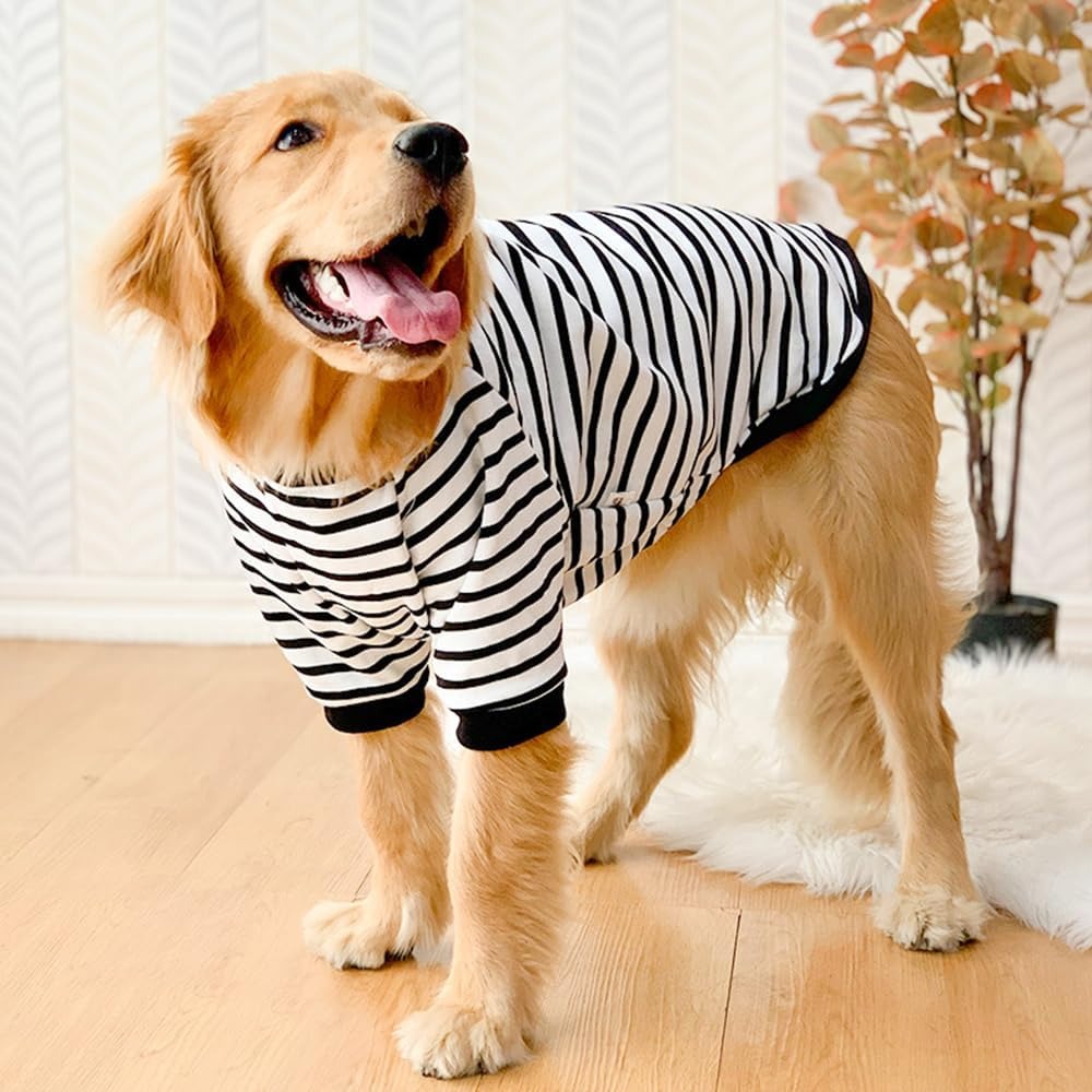 Fleece Sweater for Large Dogs – Striped Shirt with Sleeves