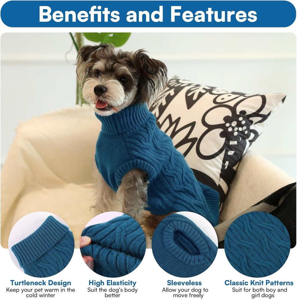 Cozy & Soft Sleeveless Turtleneck Dog Sweater