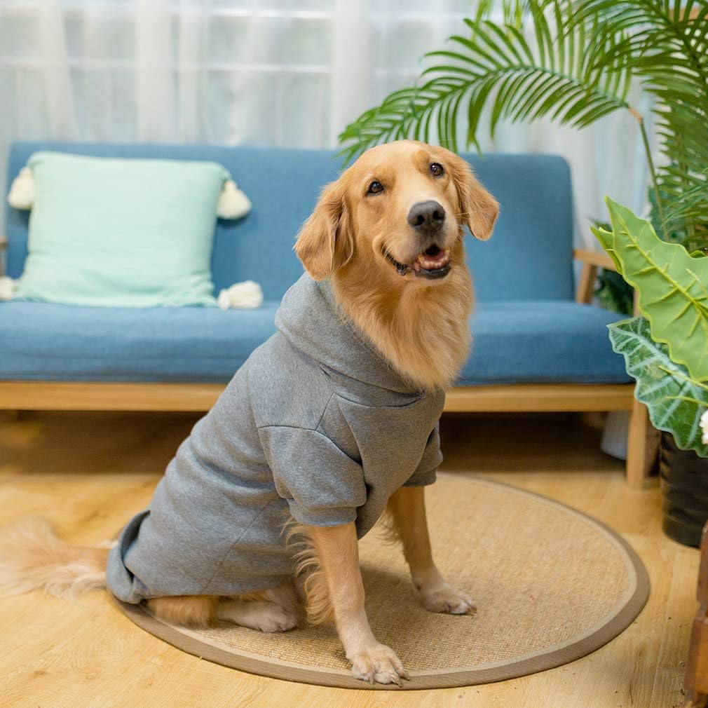 Solid Color Dog Hoodie with Leash Hole and Pocket – Soft Warm Pet Sweater