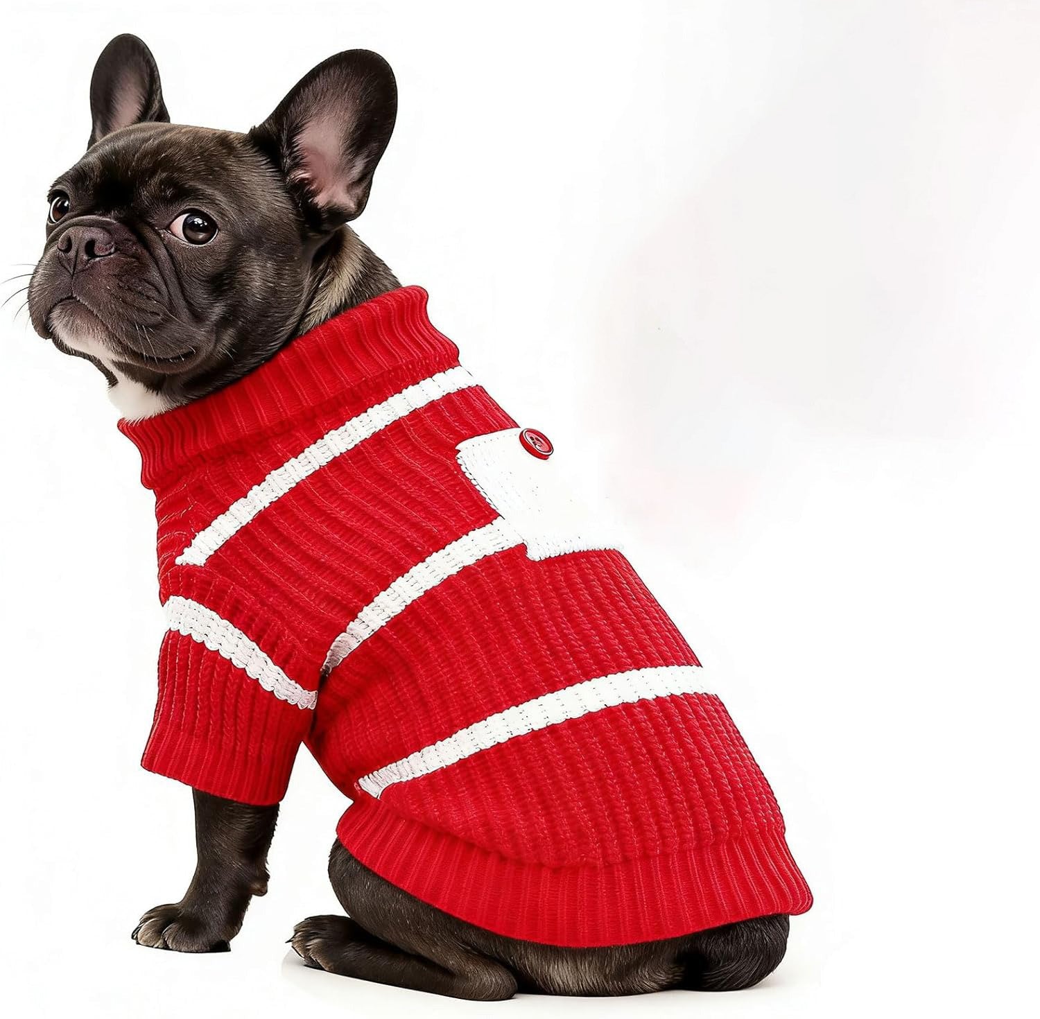 Striped Small Dog Sweater with Pocket – Soft Stretchable Warm Puppy Clothes