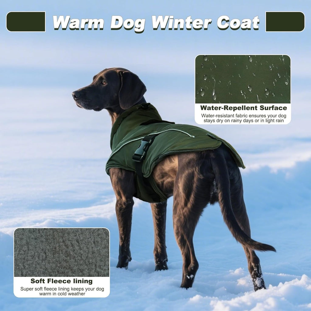 Winter Warm Dog Coat – Windproof Water Repellent Thick Snowsuit Fleece Jacket