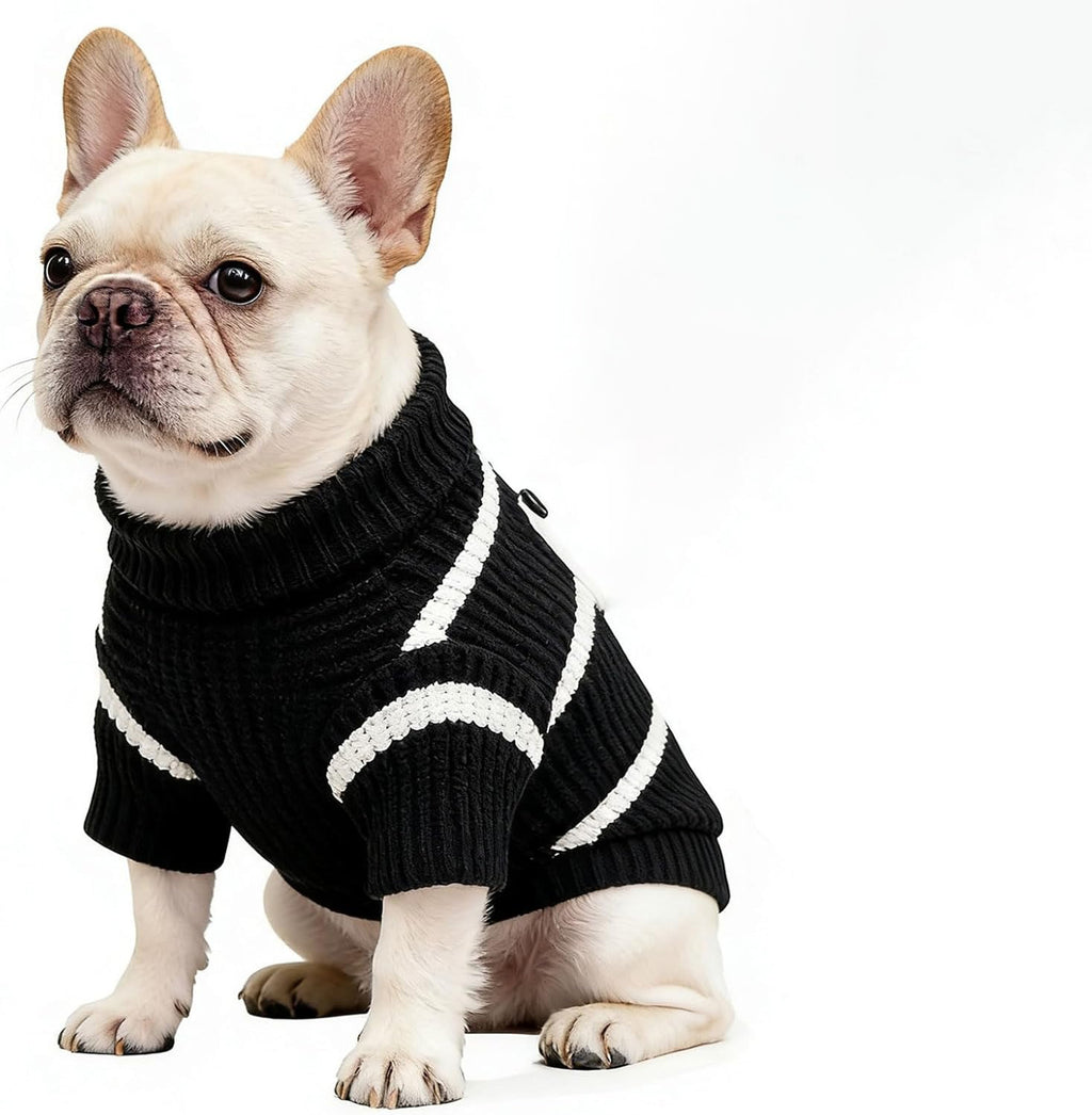 Striped Small Dog Sweater with Pocket – Soft Stretchable Warm Puppy Clothes