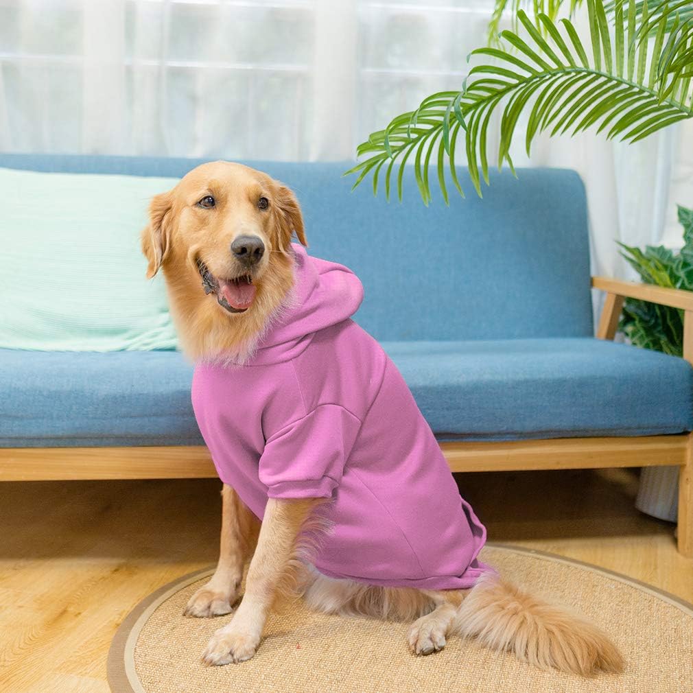 Solid Color Dog Hoodie with Leash Hole and Pocket – Soft Warm Pet Sweater