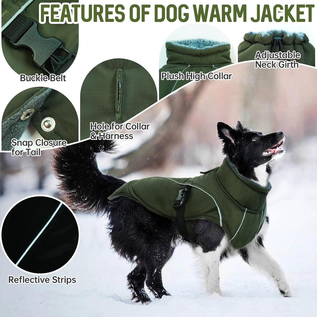 Winter Warm Dog Coat – Windproof Water Repellent Thick Snowsuit Fleece Jacket