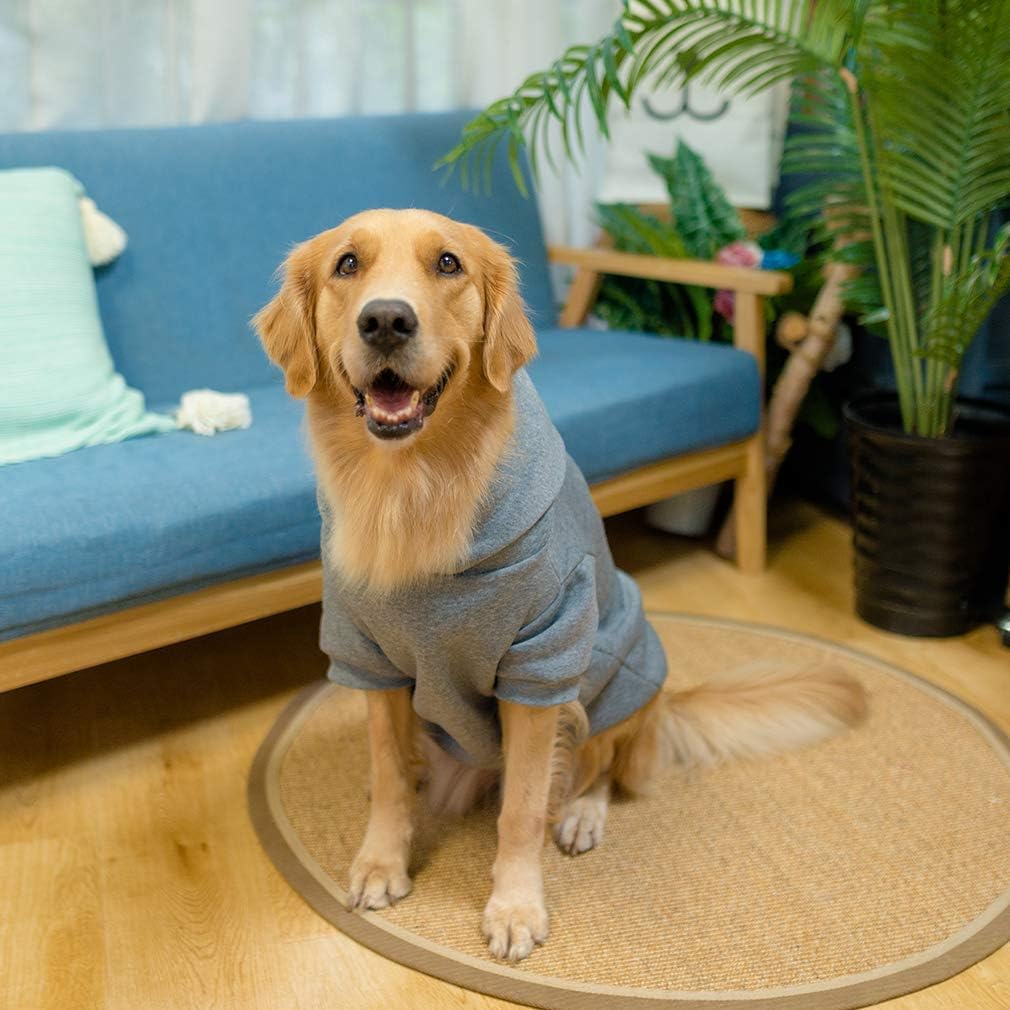 Solid Color Dog Hoodie with Leash Hole and Pocket – Soft Warm Pet Sweater