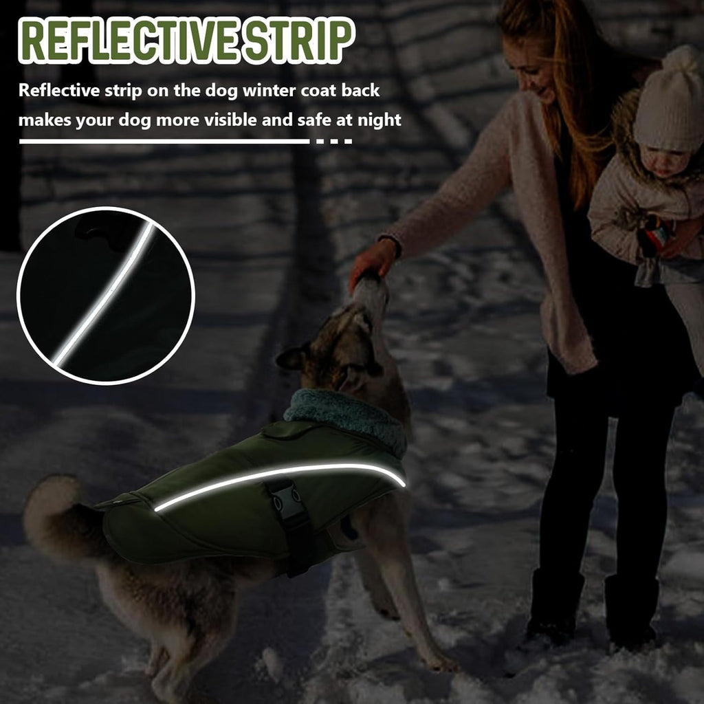 Winter Warm Dog Coat – Windproof Water Repellent Thick Snowsuit Fleece Jacket