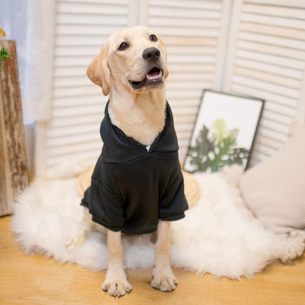Solid Color Dog Hoodie with Leash Hole and Pocket – Soft Warm Pet Sweater