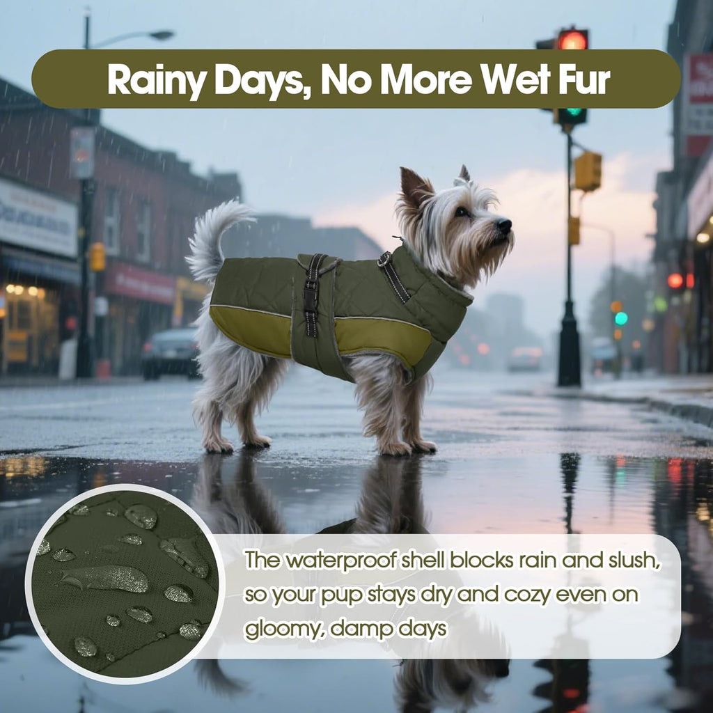 Reflective Adjustable Winter Dog Jacket – Waterproof Fleece Turtleneck Snowsuit